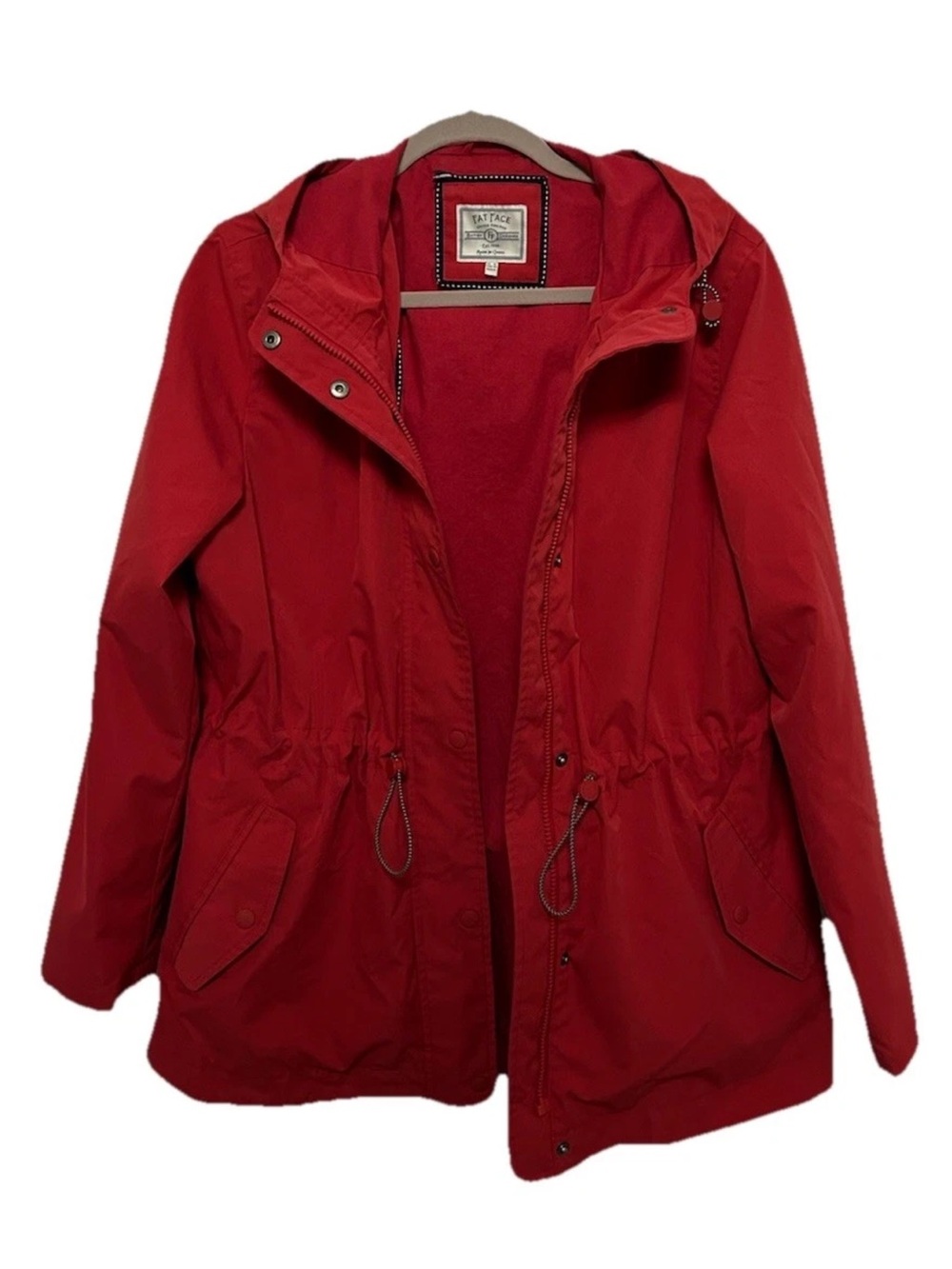 FAT FACE Utility Jacket Coat Size 14 Red Full Zip Hooded